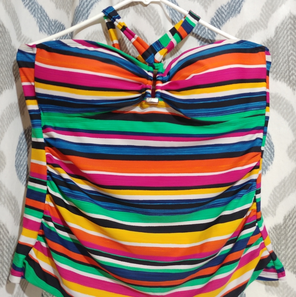 Chaps Swim Tank Top For Women Size 14 Rainbow Color